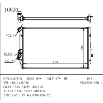 Radiator para Audi Boba99-