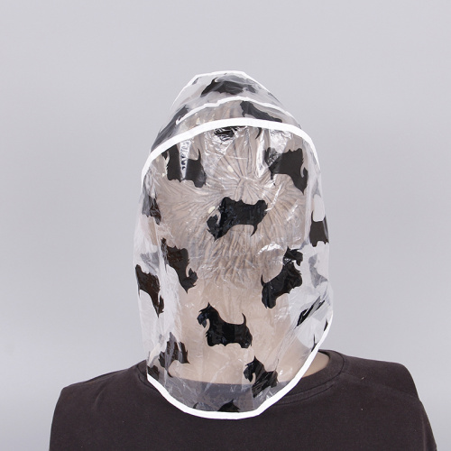 Plastic rain bonnet hat with printing