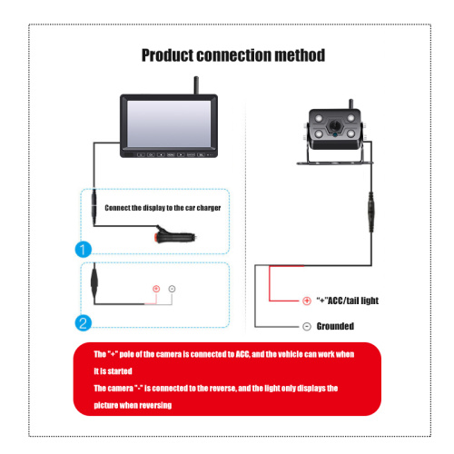 2022 New Arrival Universal 2.4G Car Wireless Camera System with 7 Inch Touch Button IPS AHD Monitor for Bus Truck Vehicle Reversing