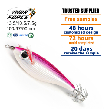 THORFORCE New Arrival 3D Fisheye Hard Baits Wooden Shrimp Egi Squid Jig Fishing Lures