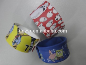 Full color printing custom logo silicone slap bracelets