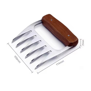 바베큐와 파쇄를위한 나무 손잡이가있는 스테인레스 스틸 고기 발톱