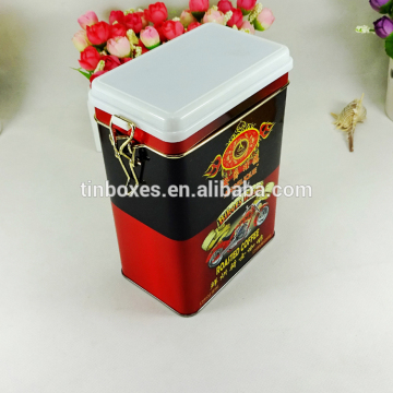 Caja de lata de embalaje de regalo grande rectangular de metal impreso vintage