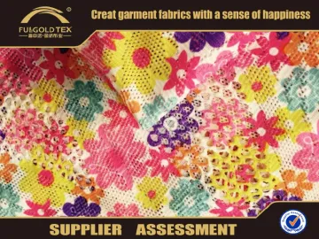 Newest Printed Lace Fabric Flower , Fashion Sexy Lace Fabric Make in Shaoxing