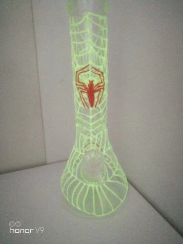 Spider Web Glowing Glass Beaker Bongs