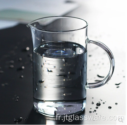 Tasse à boire en verre transparent avec poignée de 350 ml