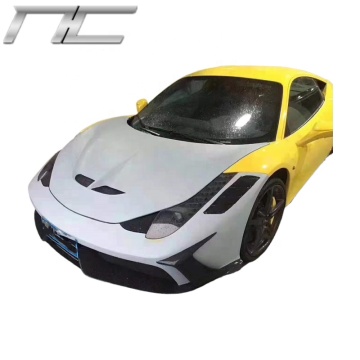 Fibra de vidro do estilo SP de alta qualidade+pára-choque dianteiro de fibra de carbono e kit de capuz do motor para Ferrari 458 Italia