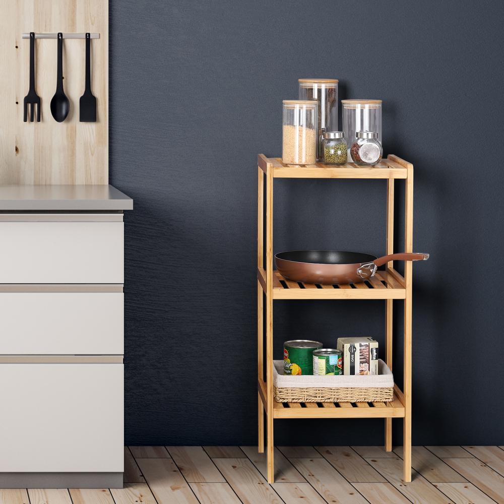 Bamboo Kitchen Rack 3 Tier Unit Adjustable