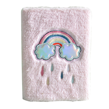 Soft Fluffy Pink Rainbow Furry A5 Diary Notebook