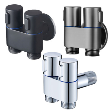 Copper Core Black Double Control One-Switch Two-Way Triangle Valve Toilet Accessory