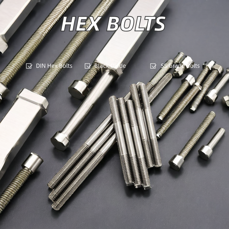 DIN Standard M12x1.25 Stainless Steel Hex Stud Bolts with Plain Finish