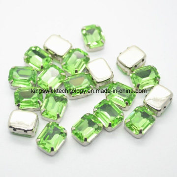 8X10mm Sew on Rectangle Crystal Stones Foil + Metal Claw