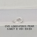 CVD သစ်တော်သီးကိုဖြတ်တောက်ခြင်း 5.58ct အီး VS1 2x Lab Grown Diamond
