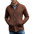 Mens Stand Collar Cardigan Sweater