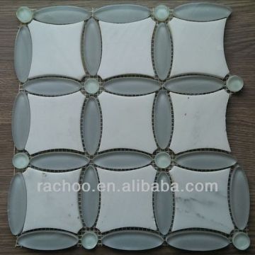 Waterjet glass marble mosaic