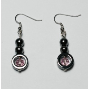 Hematite Earring with silver color finding