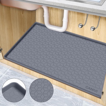 Impermeabile sotto il tappetino per lavello - rivestimento per armadietti al silicone da 34 "x22" e vassoio grigio (grigio)