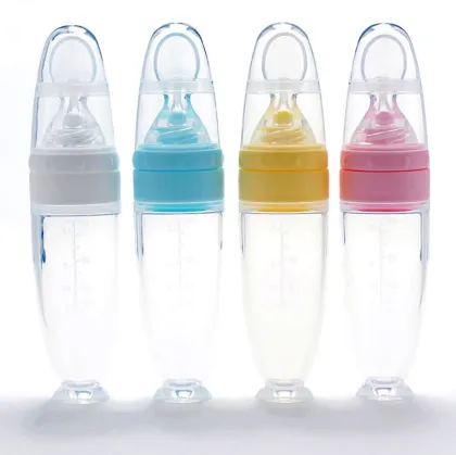 Silicone Rice Paste Feeder: Baby Food Squeeze Bottle with Spoon for Supplementary Feeding