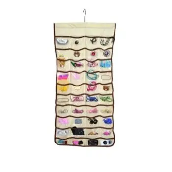 Light Brown 80-Pocket 2-Sided Hanging Jewelry Organizer