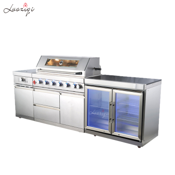 Modern Outdoor Kitchen Cabinet with Barbecue Grill for Courtyard & BBQ Parties