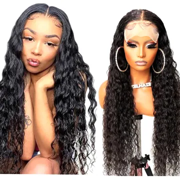 Yeswigs Brazilian Hair Human Water Wave 4X4 Swiss Lace Closure Wigs For Black Women Cuticle Aligned  Pre Plucked remy hair Wigs