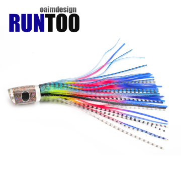 Runntoo Marlin Magic Trolling Lures pour le thon - 100g, appât de tête de jupe 9 pouces avec crochets RT6001