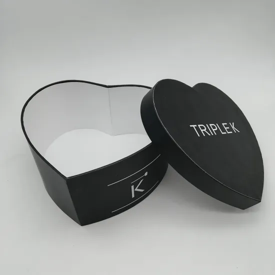 Custom Heart Flower Paper Black Gift Box
