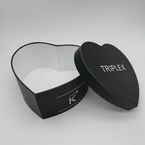 Custom Heart Flower Paper Black Gift Box