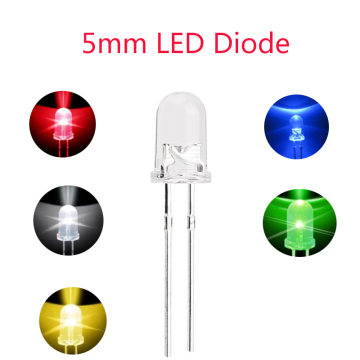 F5 LED Diode - Red Yellow Blue Green White Orange (5mm, Short/Long Pin)