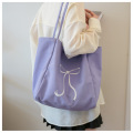 Multicolor Bow-Embellished Canvas Tote Bag