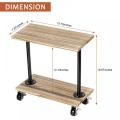 Mesa lateral de sofá de madera de 2 niveles con estante de almacenamiento