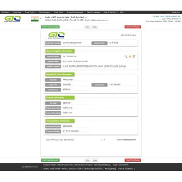 Amostra de dados de importação de ácido oleico Índia