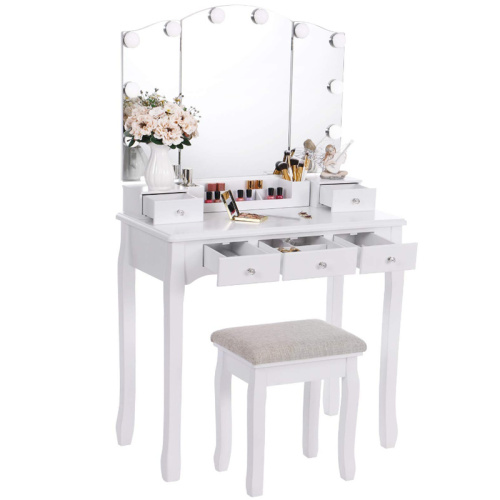 Glass Dressing Table and Mirror Make Up Table Design Dressing Table With Light Supplier