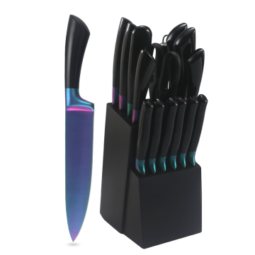 Fabrikangebot: 16pcs hohles Griffmesser mit Regenbogen-Ti-Ni-Beschichtung