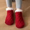 Nicht -Slip -Kabel -Strick -Sherpa Slipper Gripper Socken