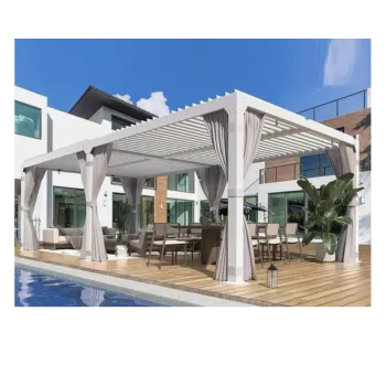 Motorized Aluminum Louver Retractable Patio Cover with LED Lighting