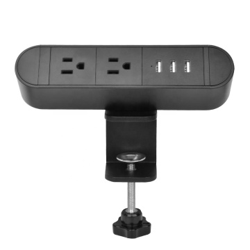 2 Outlet 2 USB Desk Clamp Power Strip USA Socket