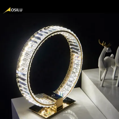 Luxury Crystal Table Lamp - Clear Crystal and Stainless Steel Fashion Bedside Lamp