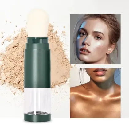 Refillable Sunscreen Powder Brush with Mineral Powder Container