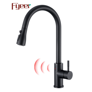 Fyeer Matt Black Pull-Out Spray Automatic Sensor Touchless Kitchen Faucet