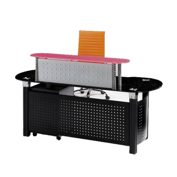Wholesale market foshan modern office furniture front desk black glass salon reception desk
