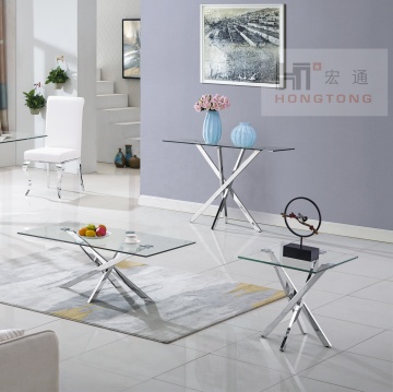 Metal Coffee Table 12MM Glass Top Living Room Table