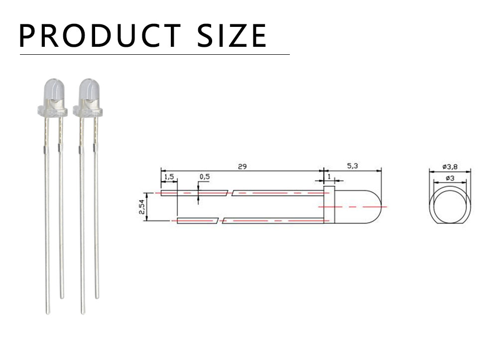 Size of Blue LED 3mm