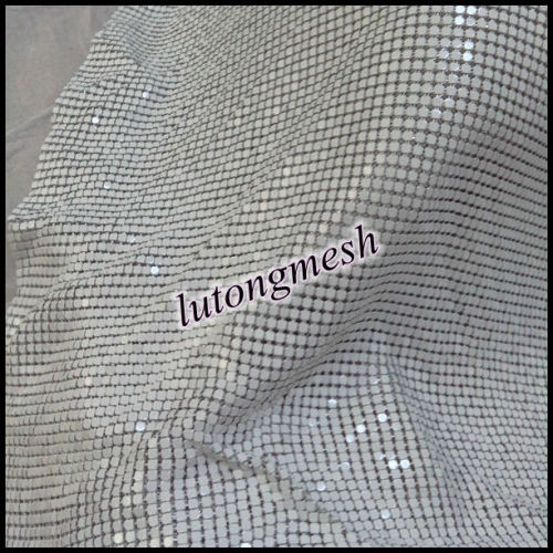2014 Anping New design white metal sequin sparkly fabric