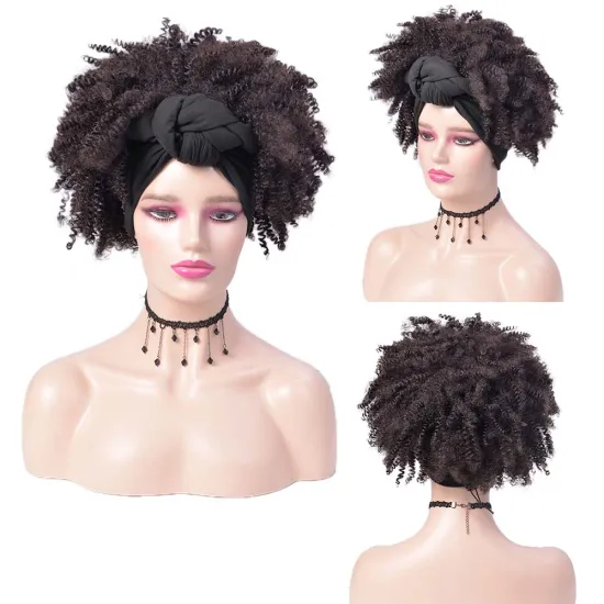 Wholesale Ombre Short Fashion Headband Wig For Black Women Wigs Attachment Hair Afro Kinky Curly Synthetic Hair Headband Wigs