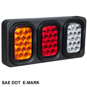 LED -staartlichtkast - 3 rechthoekig lichtmontage voor taille -lampje bij de vrachtwagen (stop/staart/draai/terug)