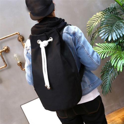 Drawstring Bags Men Casual Sports Pouch Backpack Pull Rope Canvas Gym Sack Mochila Knapsack Large Capacity Bucket Bag