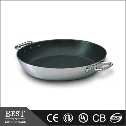 aluminium non stick Paella pan French with non stick frying pan dumplings pan
