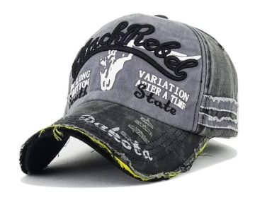 Washing  Applique Patch Damaged Peak Cotton Cap.