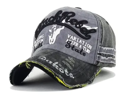 Washing  Applique Patch Damaged Peak Cotton Cap.